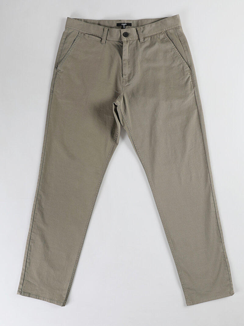 Regular Fit Orta Bel Düz Paça Erkek Yeşil  Pantolon