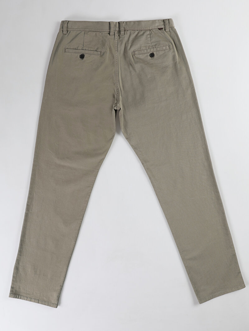 Regular Fit Orta Bel Düz Paça Erkek Yeşil  Pantolon