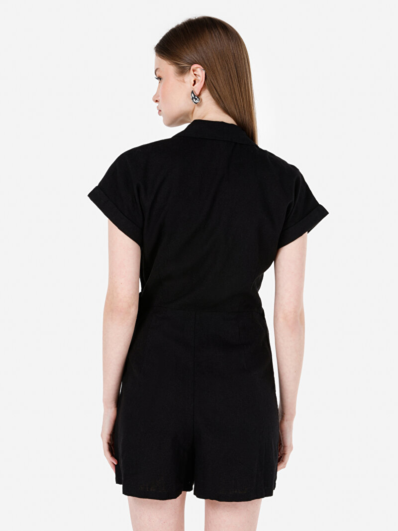 Regular Fit Dokuma Kadın Siyah Elbise