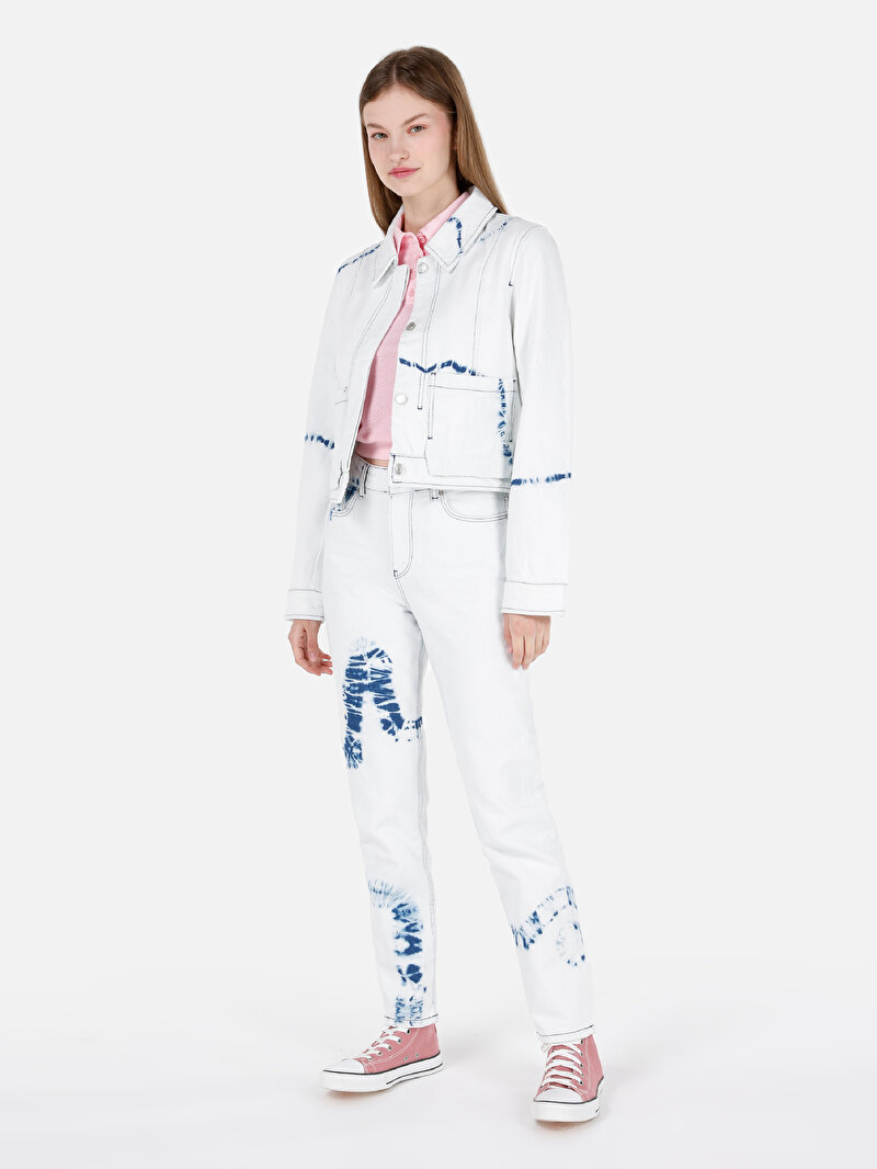 Regular Fit Düğmeli Astarsız Kadın Mavi Ceket