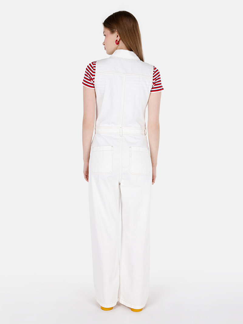 Regular Fit Kadın Beyaz Jean Tulum