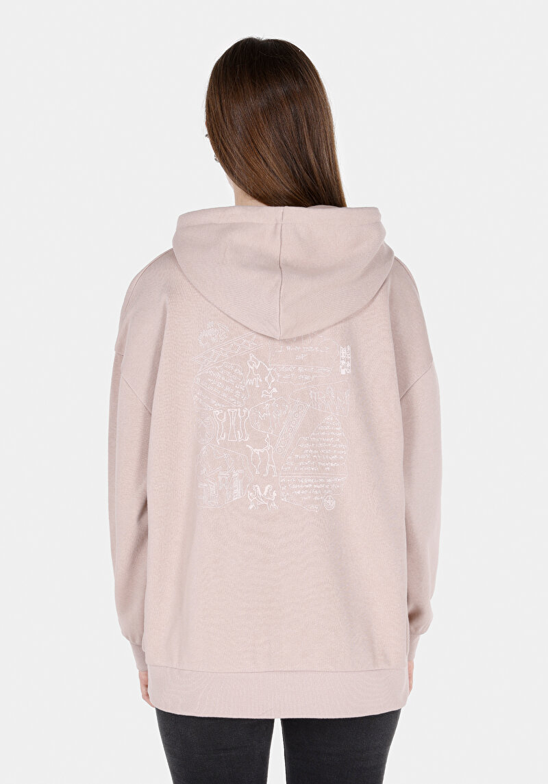 Regular Fit Kapüşonlu Baskılı Kadın  Sweatshirt
