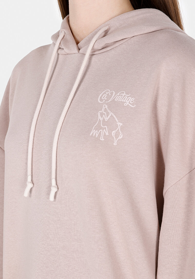 Regular Fit Kapüşonlu Baskılı Kadın  Sweatshirt