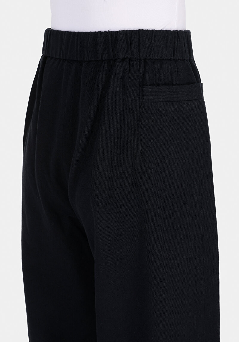 Regular Fit Yüksel Bel Geniş Paça Kadın Siyah  Pantolon