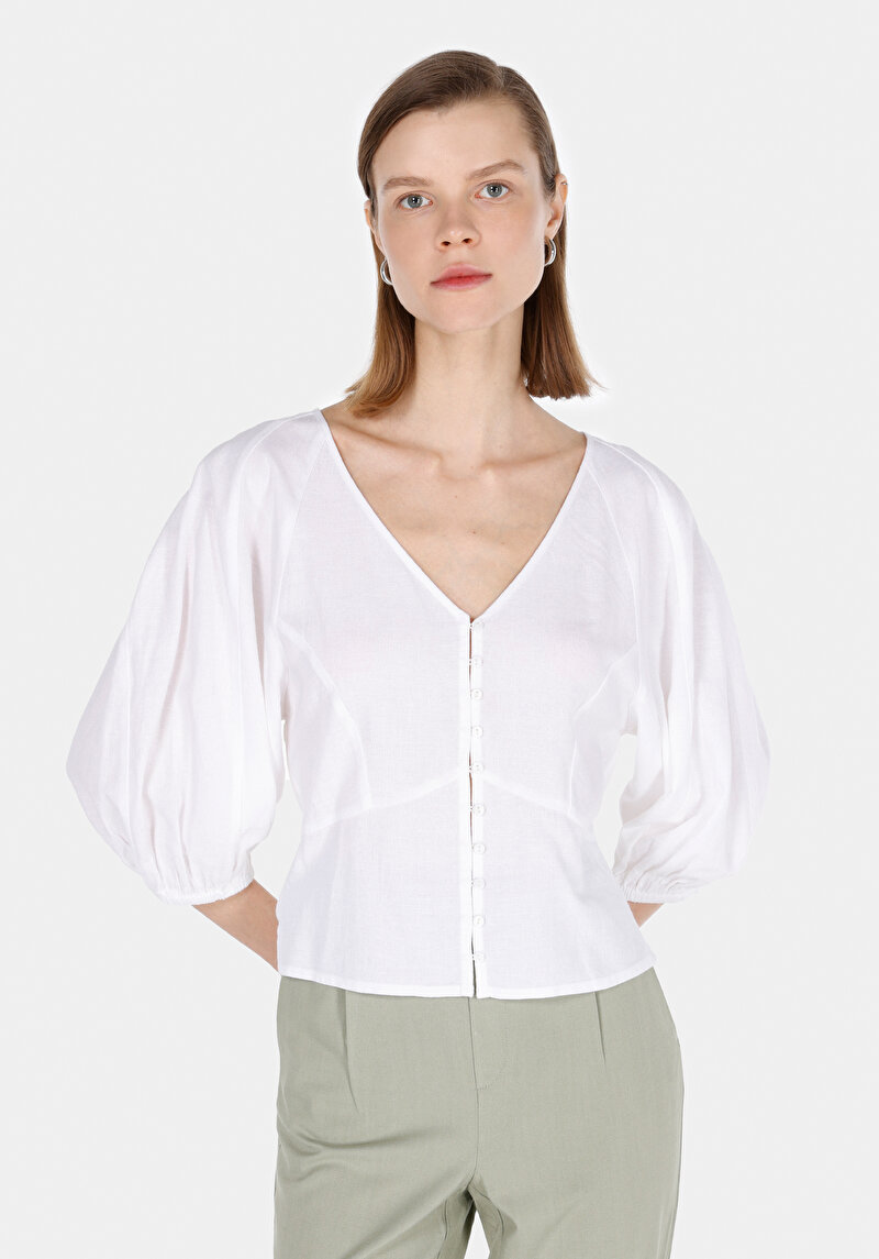Slim Fit Kadın Beyaz Gömlek