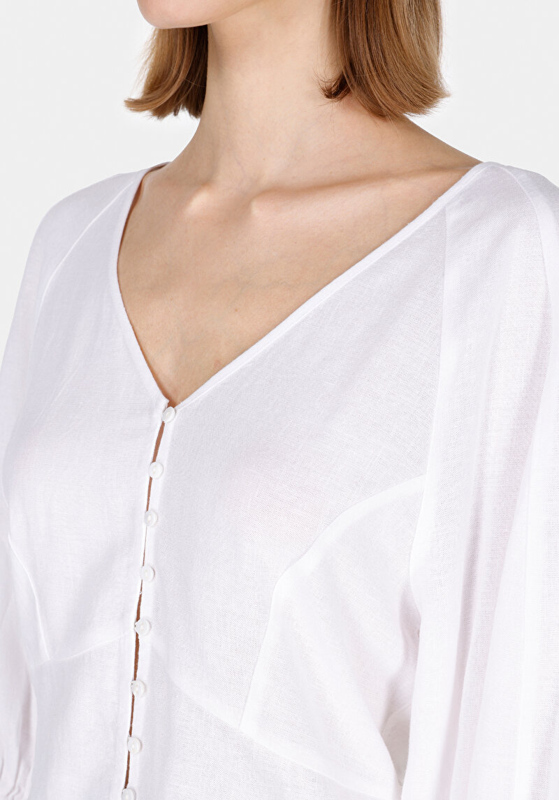 Slim Fit Kadın Beyaz Gömlek