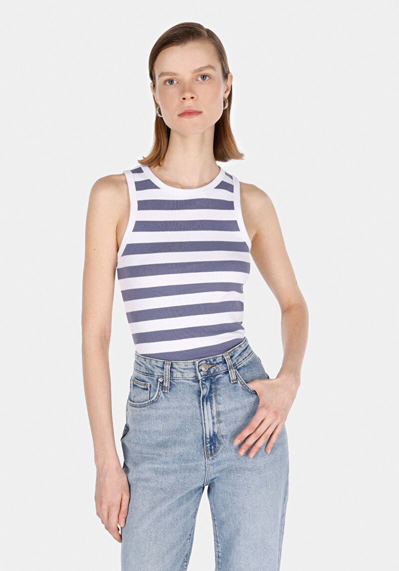 Slim Fit Kadın Mavi Atlet