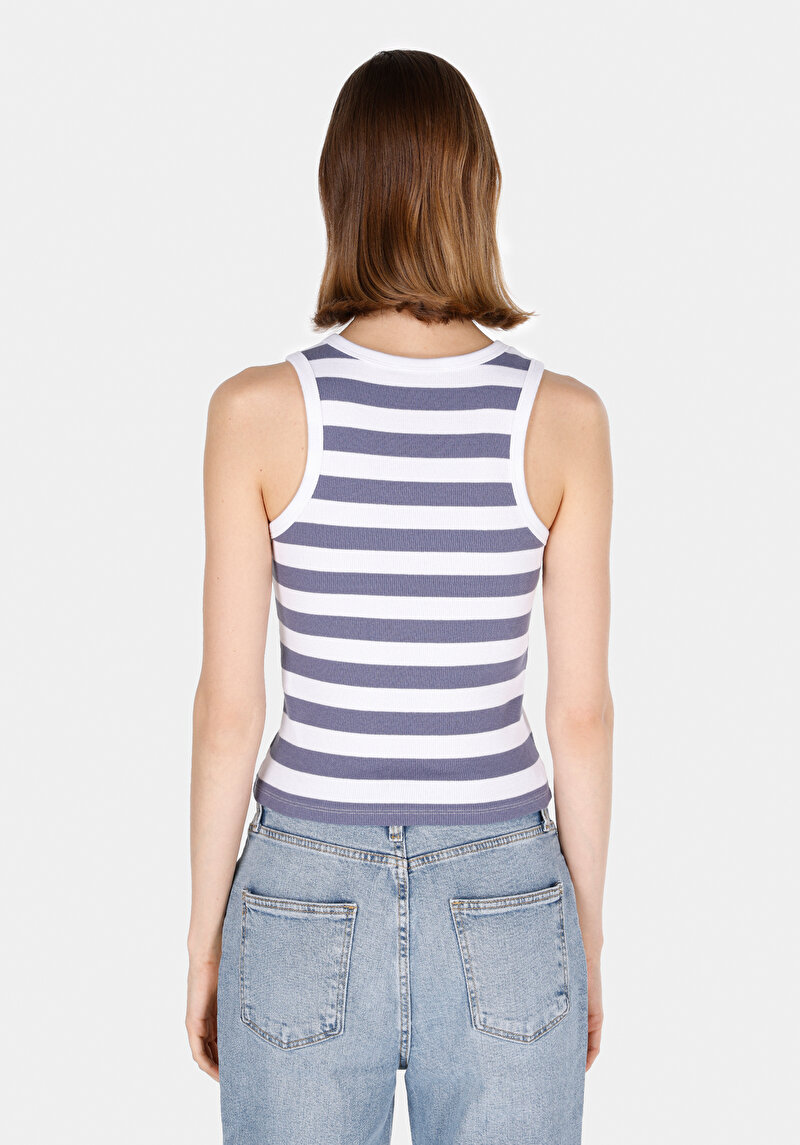 Slim Fit Kadın Mavi Atlet