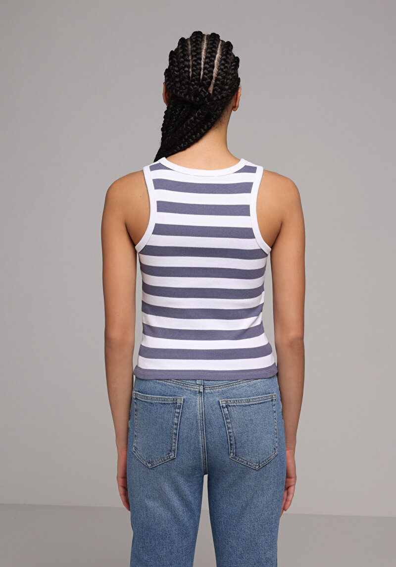 Slim Fit Kadın Mavi Atlet