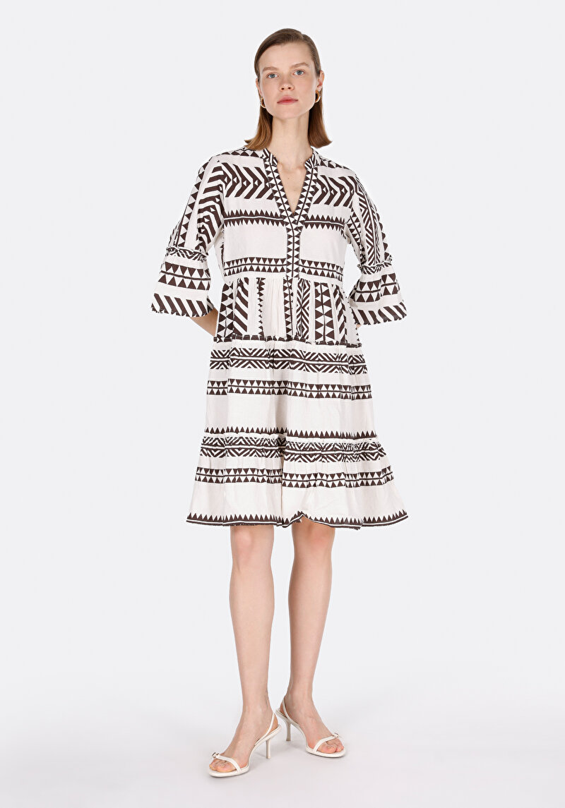 Regular Fit Kadın Ekru Elbise