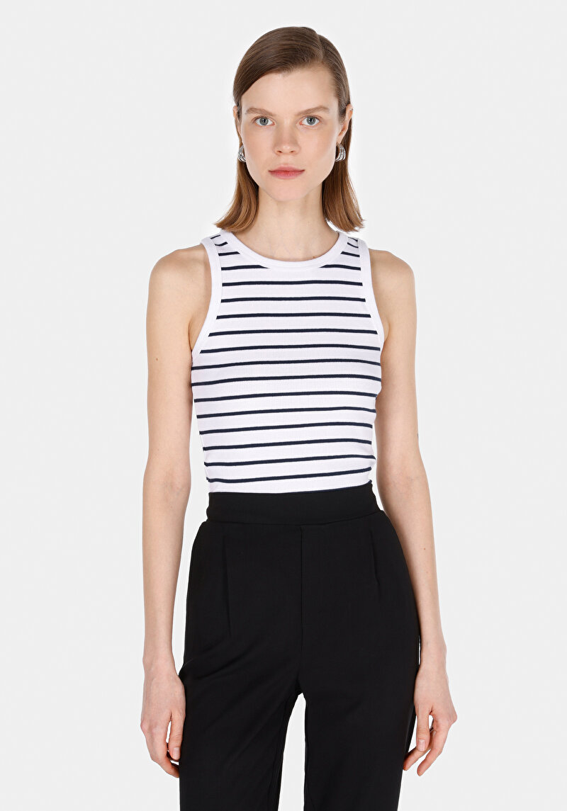 Slim Fit Kadın Beyaz Atlet