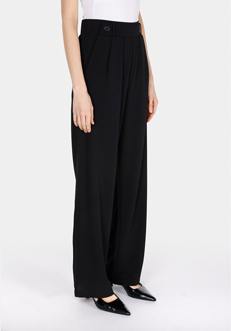 Regular Fit Orta Bel Düz Kadın Siyah Eşofman Altı