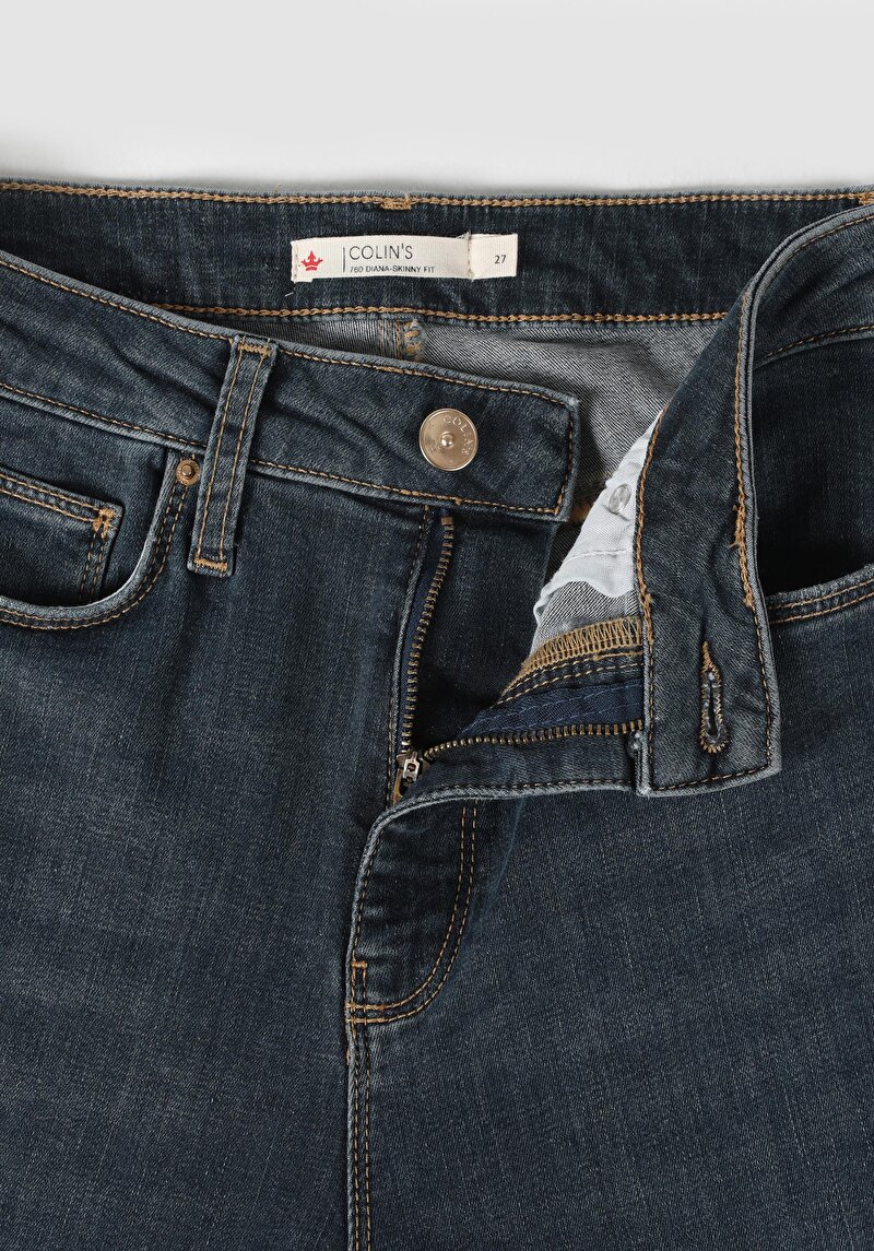 Skinny Fit Yüksek Bel Dar Paça Kadın İndigo Jean Pantolon