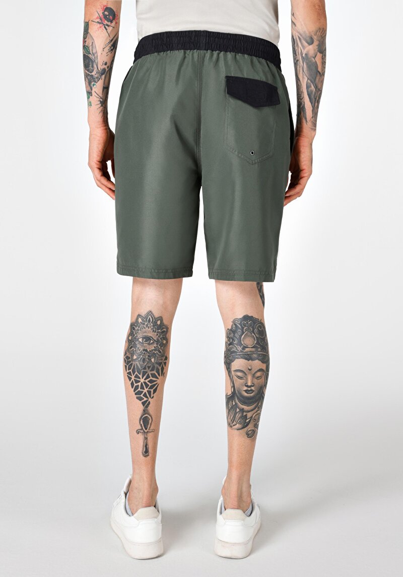 Slim Fit Erkek Cepli Yeşil Deniz Şortu