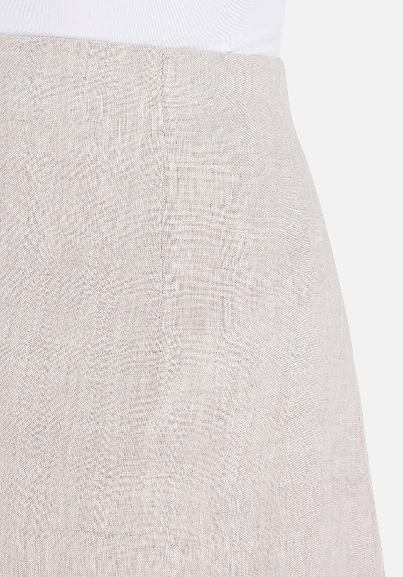 Mini Skirt Düz Fermuarlı Kadın Bej Etek