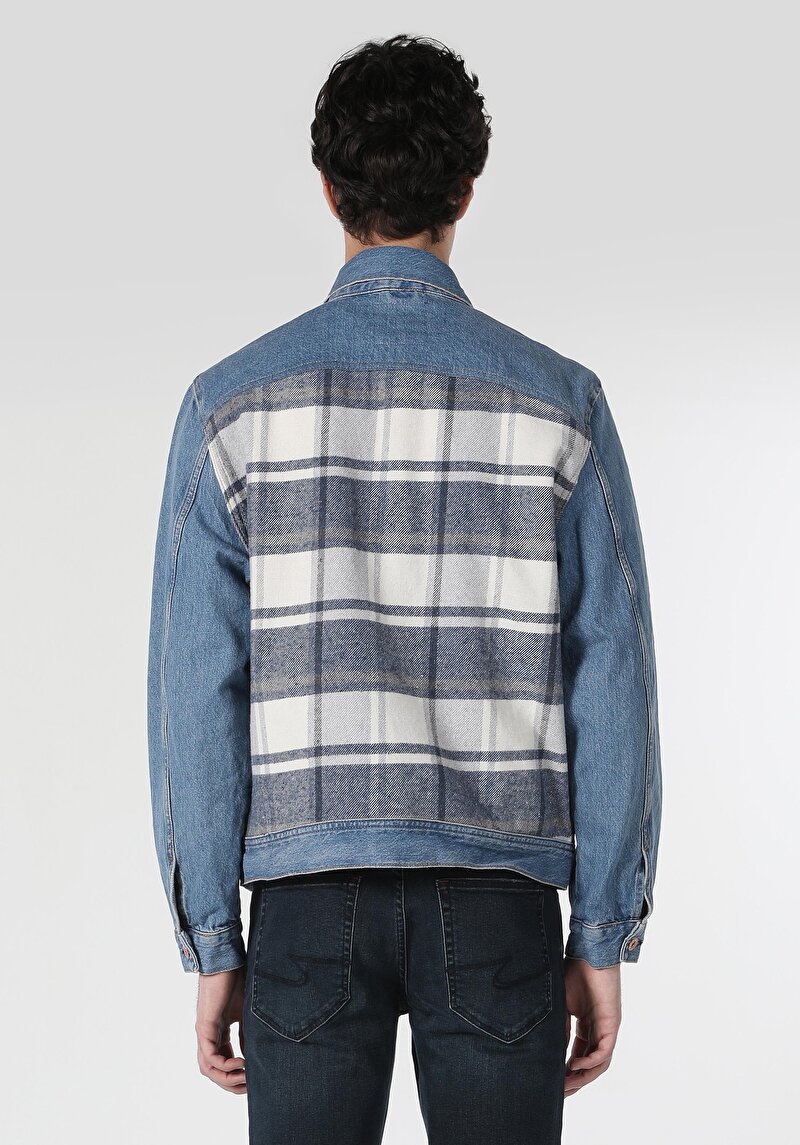 Oversize Fit Düğmeli Astarsız Erkek Mavi Ceket