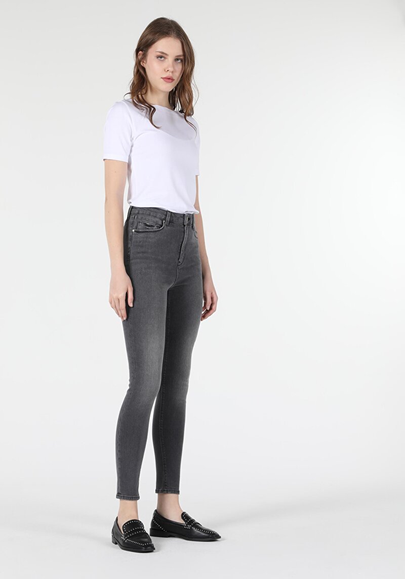 Super Slim Fit Yüksek Bel Dar Paça Kadın Denim Jean Pantolon