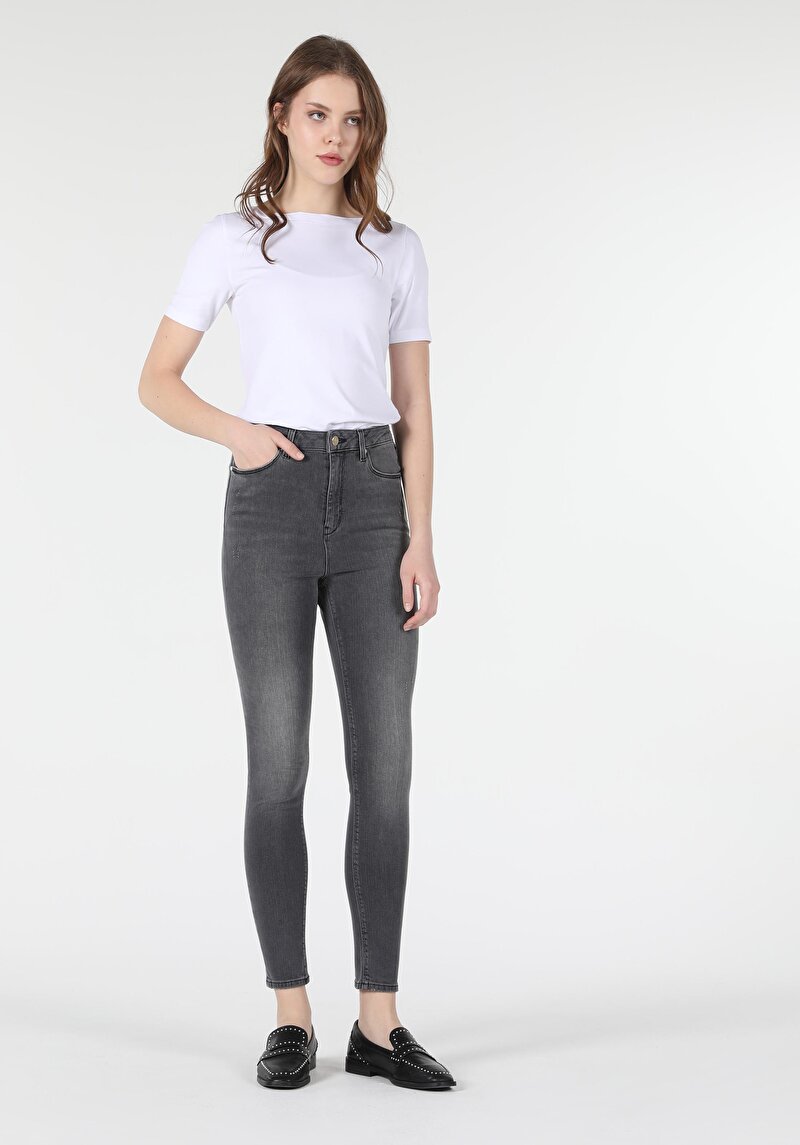 Super Slim Fit Yüksek Bel Dar Paça Kadın Denim Jean Pantolon