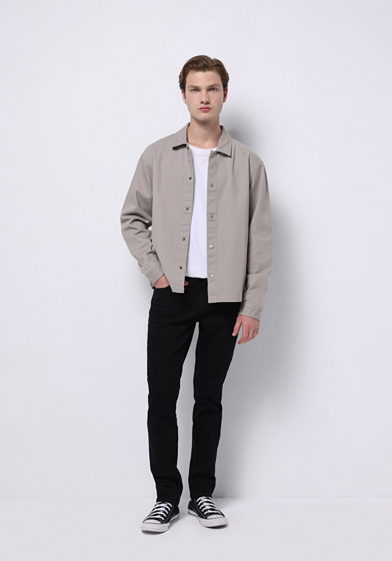 Straight Fit Düşük Bel Düz Paça Erkek Siyah Jean Pantolon