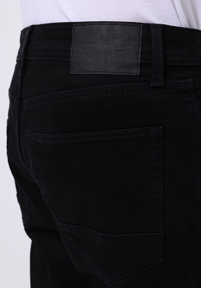 Straight Fit Düşük Bel Düz Paça Erkek Siyah Jean Pantolon