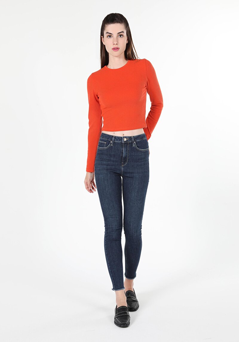 Skinny Fit Yüksek Bel Düz Paça Kadın Siyah Jean Pantolon