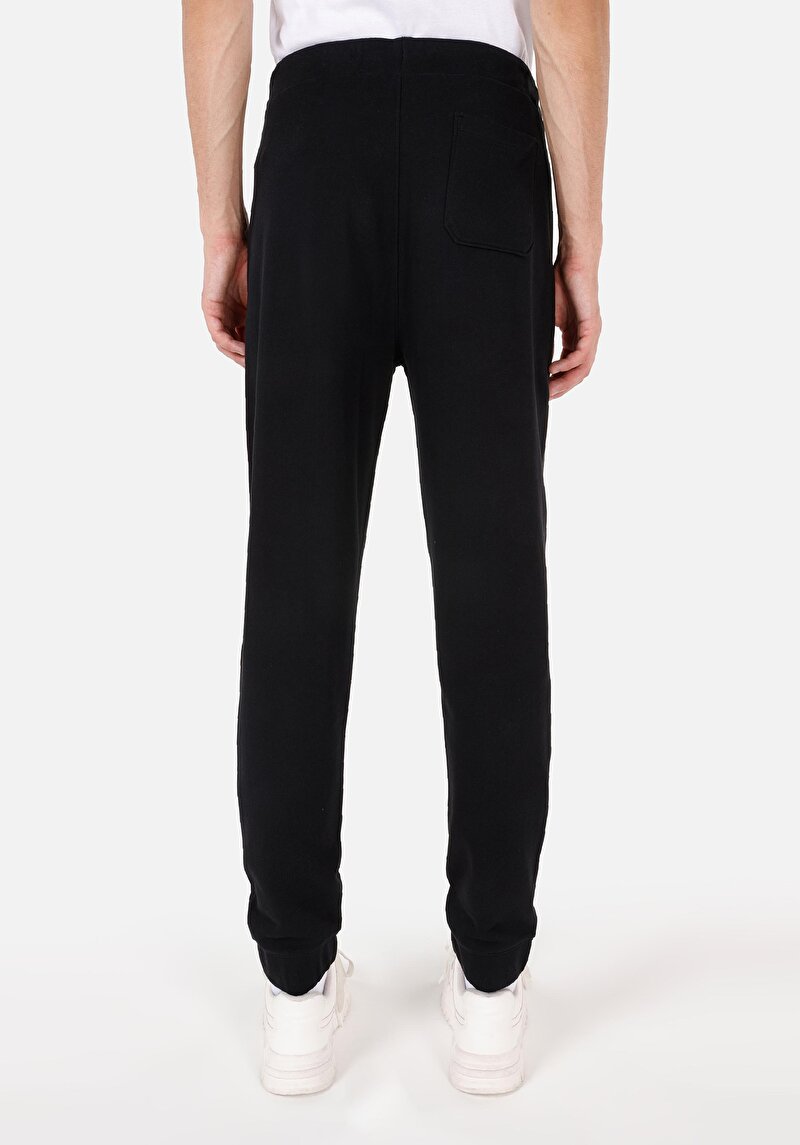 Slim Fit Orta Bel Erkek Siyah Eşofman Altı