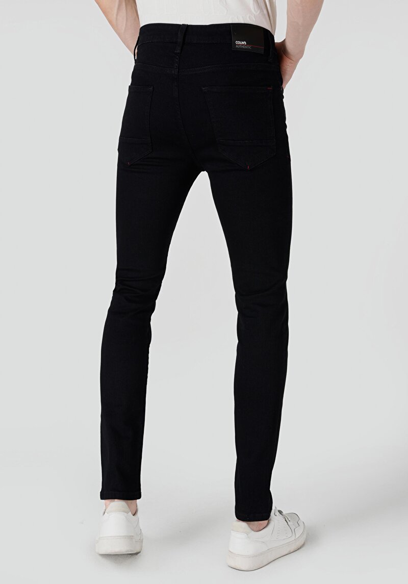 Skinny Fit Yüksek Bel Dar Paça Erkek Siyah Jean Pantolon