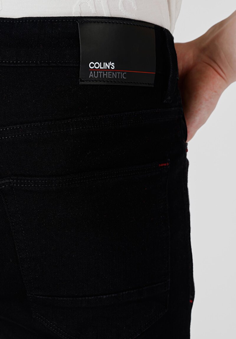 Skinny Fit Yüksek Bel Dar Paça Erkek Siyah Jean Pantolon