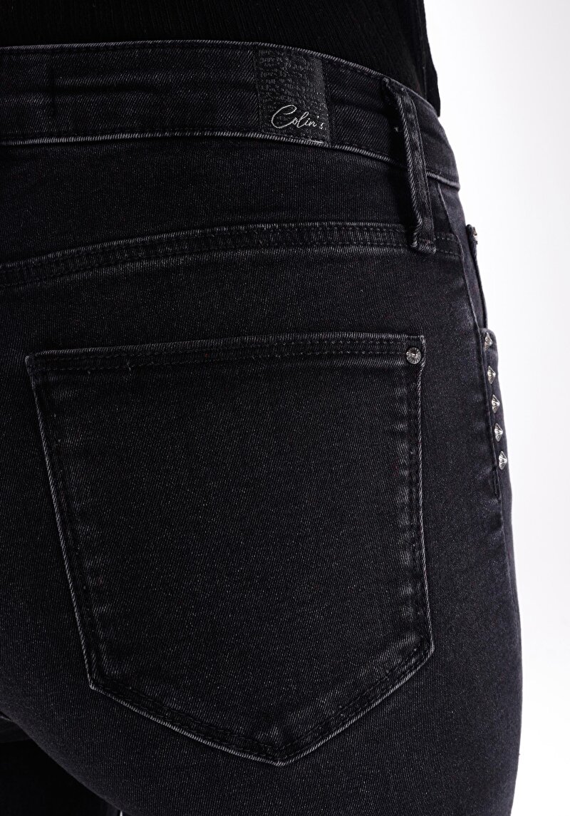 Slim Fit Orta Bel Düz Paça Kadın Denim Jean Pantolon