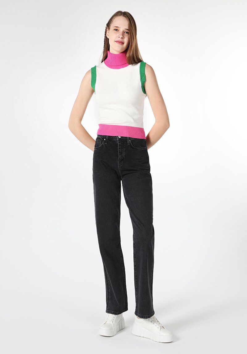 Regular Fit Yüksek Bel Tam Boy Paça Kadın Denim Jean Pantolon