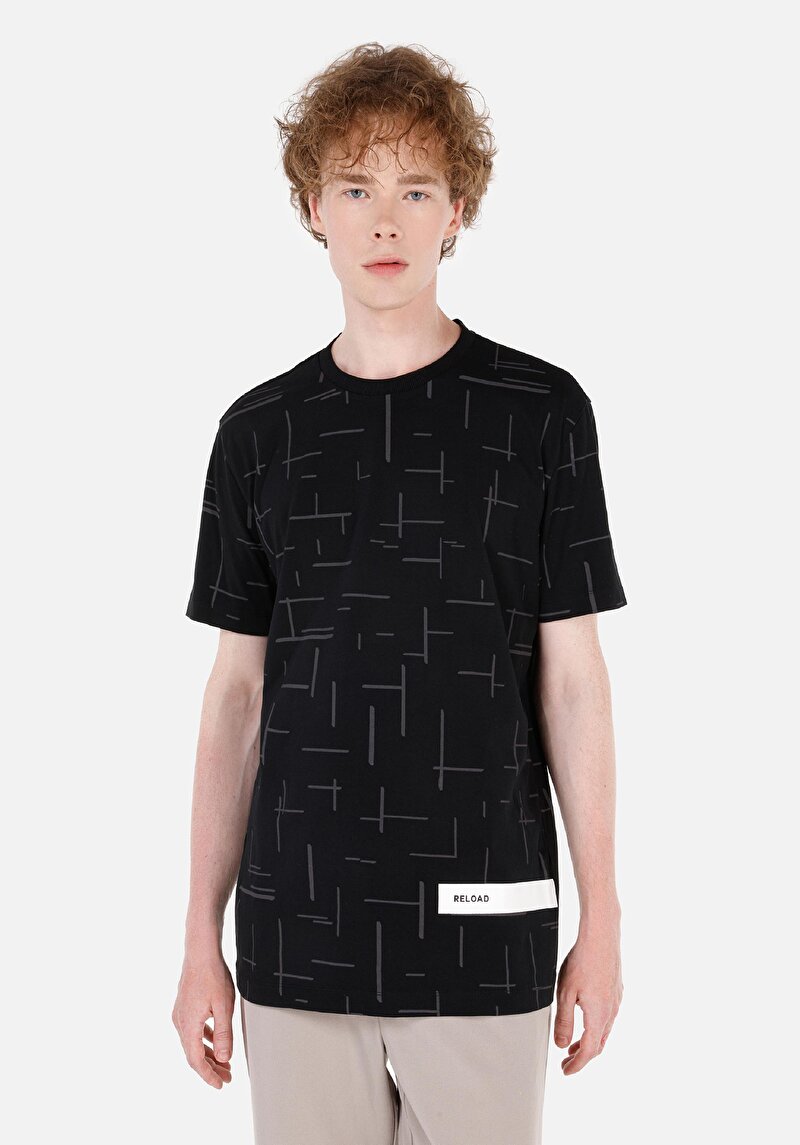 Regular Fit Yuvarlak Yaka Erkek Siyah Kısa Kol Tişört