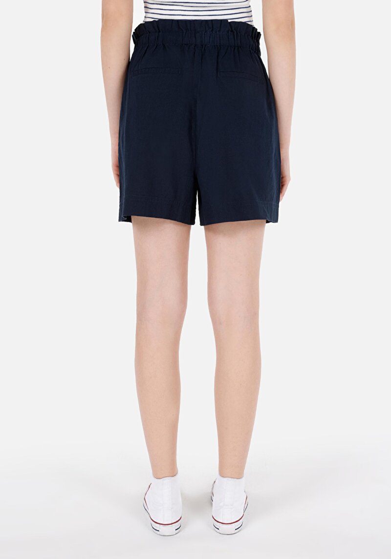 Regular Fit Yüksek Bel Kadın Lacivert Şort