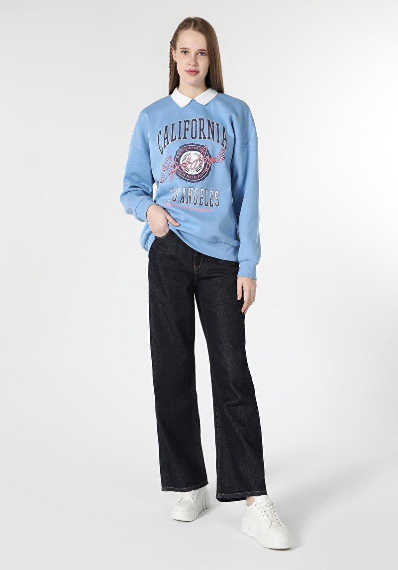 Regular Fit Yüksek Bel Geniş Paça Kadın Siyah Jean Pantolon