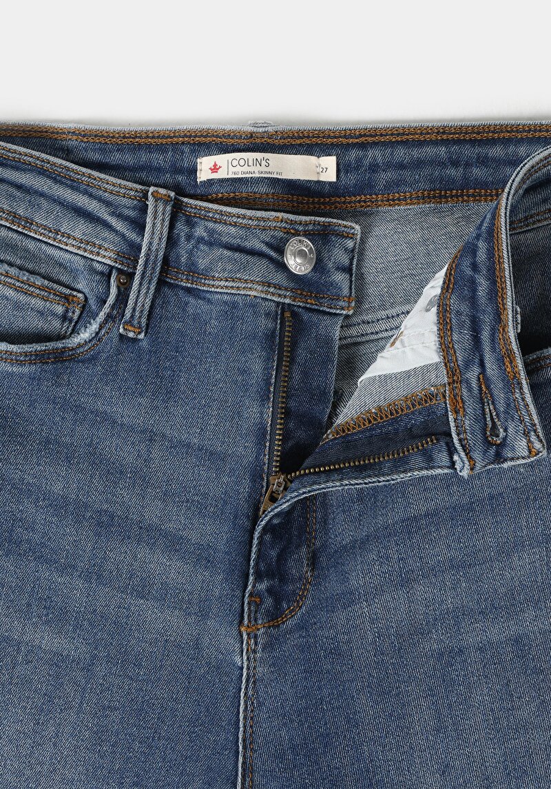 Skinny Fit Yüksek Bel Dar Paça Kadın İndigo Jean Pantolon