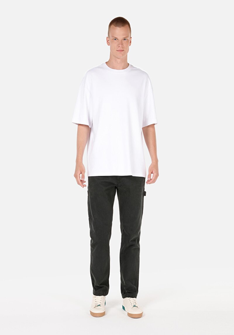 Loose Fit Orta Bel Bol Paça Erkek Yeşil  Pantolon