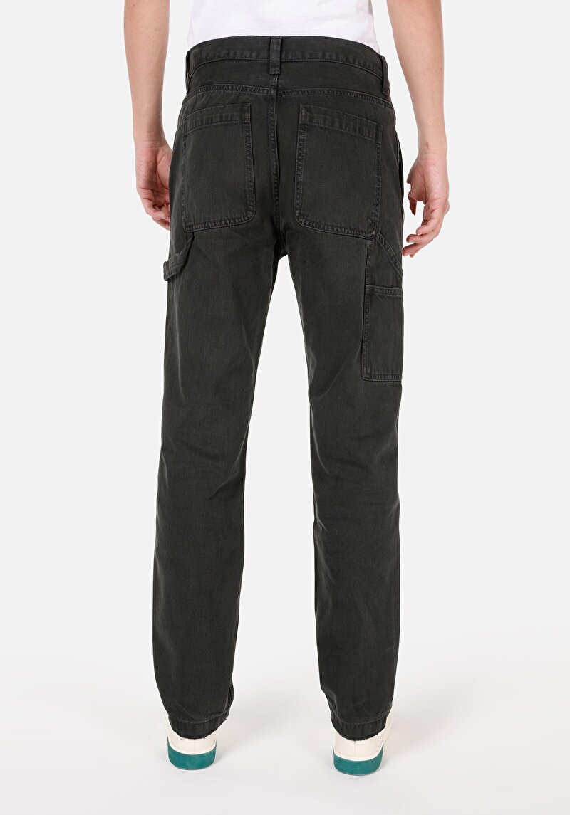 Loose Fit Orta Bel Bol Paça Erkek Yeşil Pantolon