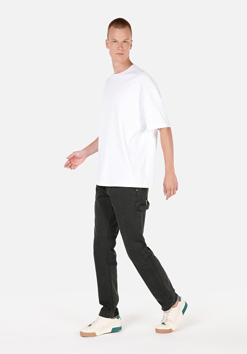 Loose Fit Orta Bel Bol Paça Erkek Yeşil Pantolon