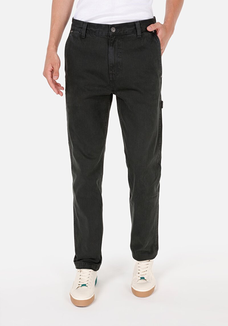 Loose Fit Orta Bel Bol Paça Erkek Yeşil Pantolon