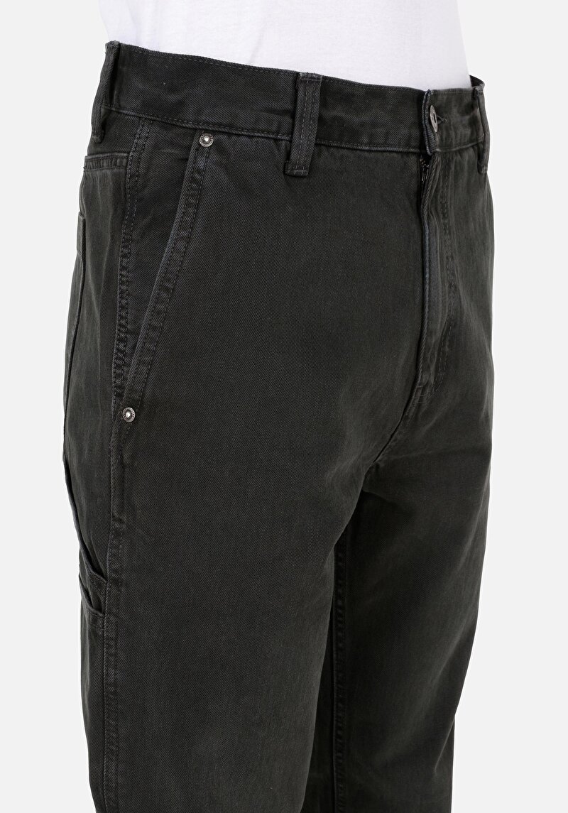 Loose Fit Orta Bel Bol Paça Erkek Yeşil  Pantolon