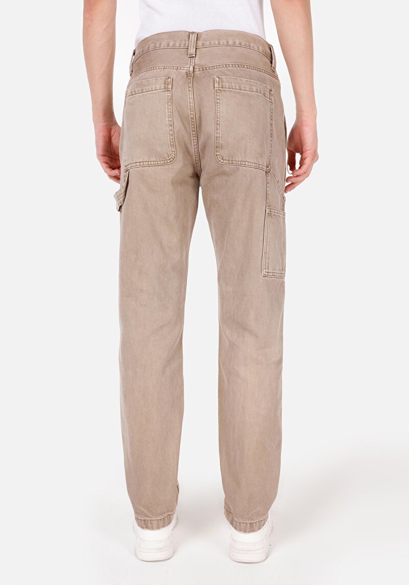 Loose Fit Orta Bel Bol Paça Erkek Gri Pantolon