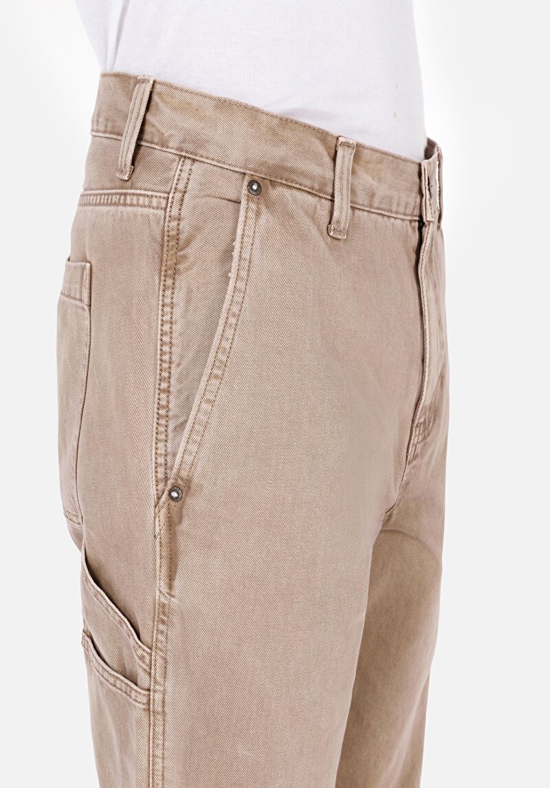 Loose Fit Orta Bel Bol Paça Erkek Gri  Pantolon