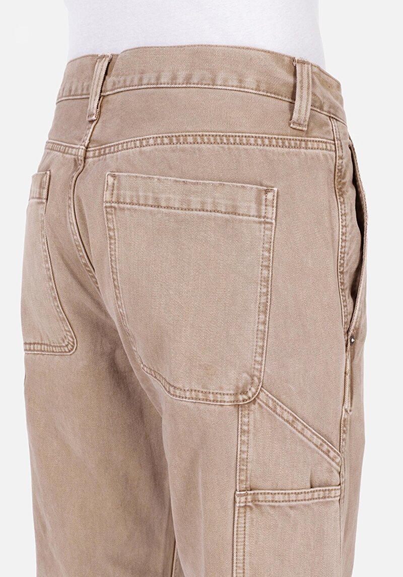 Loose Fit Orta Bel Bol Paça Erkek Gri  Pantolon