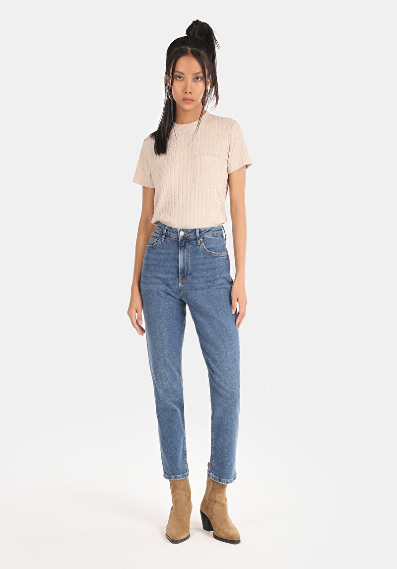 Slim Fit Kadın İndigo Jean Pantolon