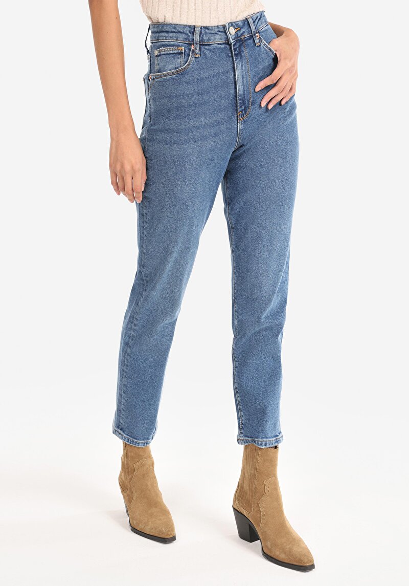 Slim Fit Kadın İndigo Jean Pantolon