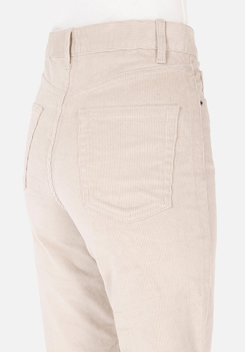 Regular Fit Yüksek Bel Geniş Paça Kadın Ekru  Pantolon