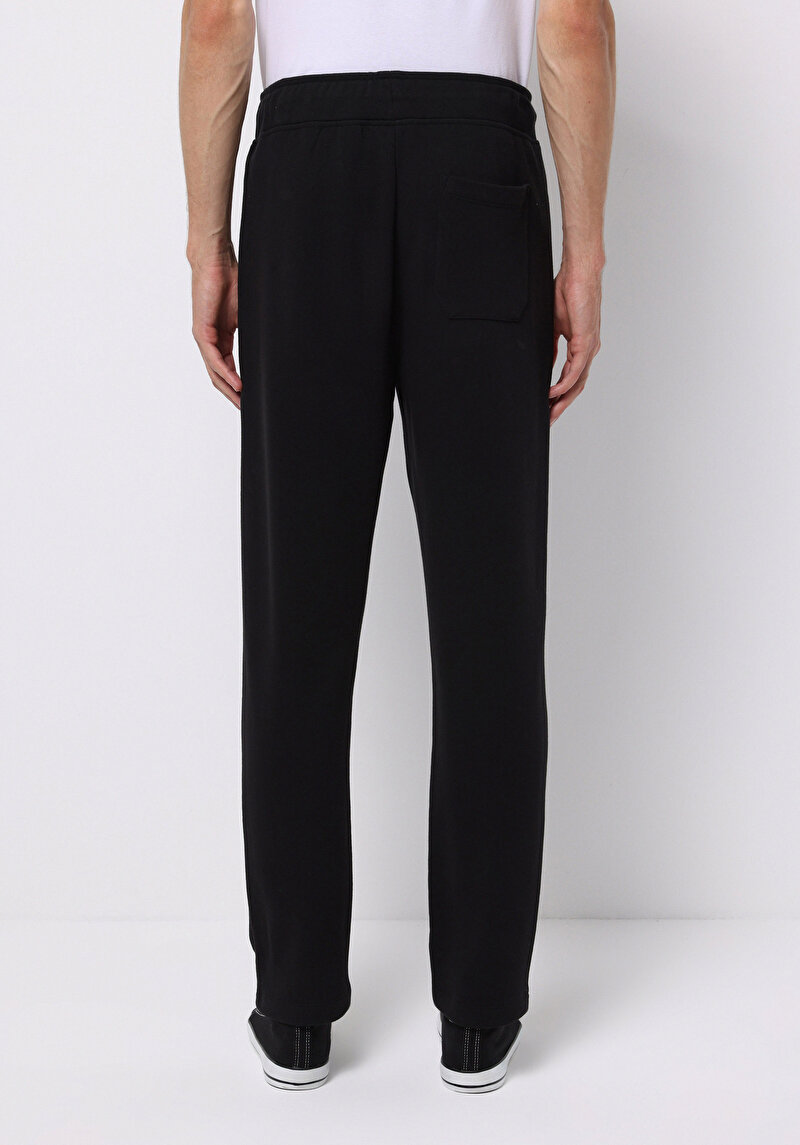 Slim Fit Orta Bel Düz Örme Erkek Siyah Eşofman Altı