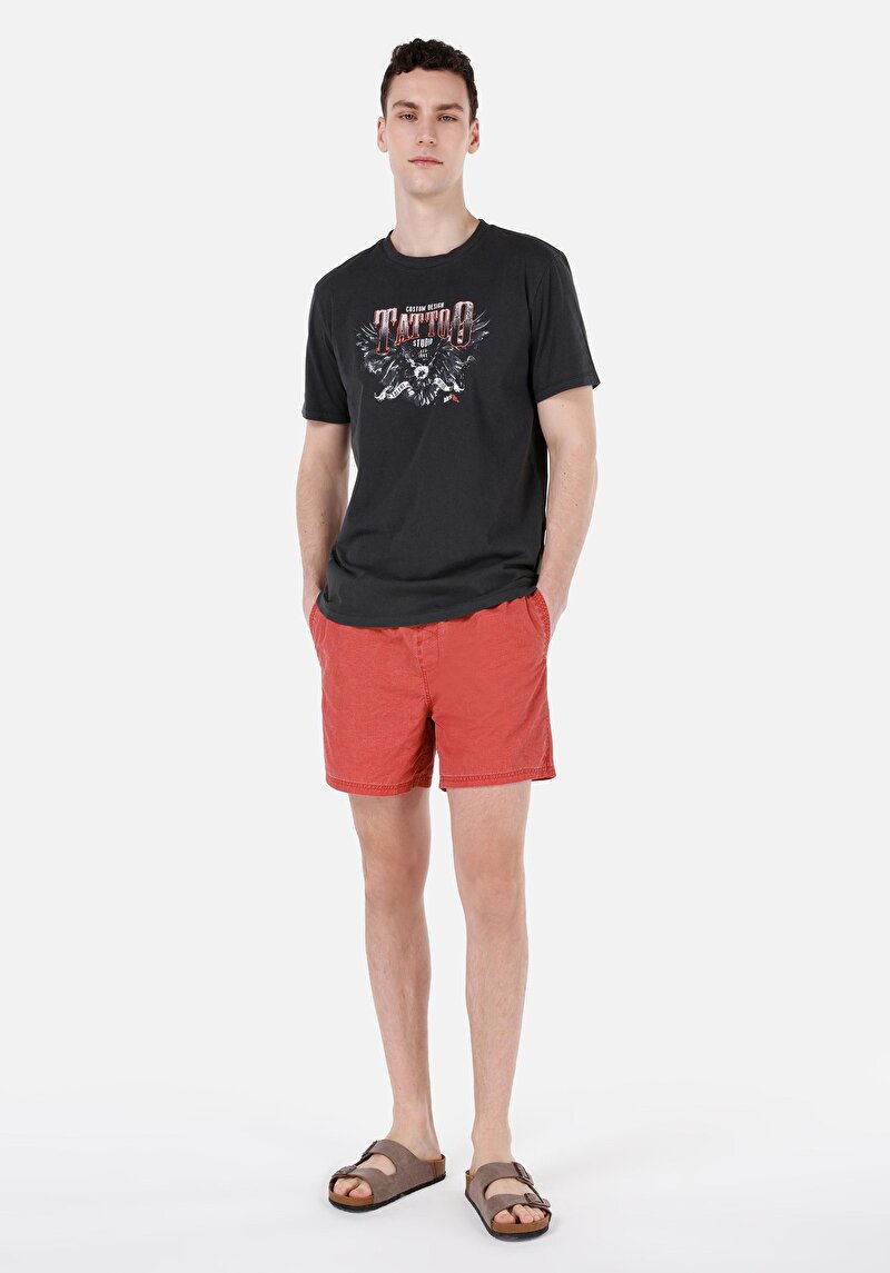 Slim Fit Erkek Kirmizi Deniz Şortu