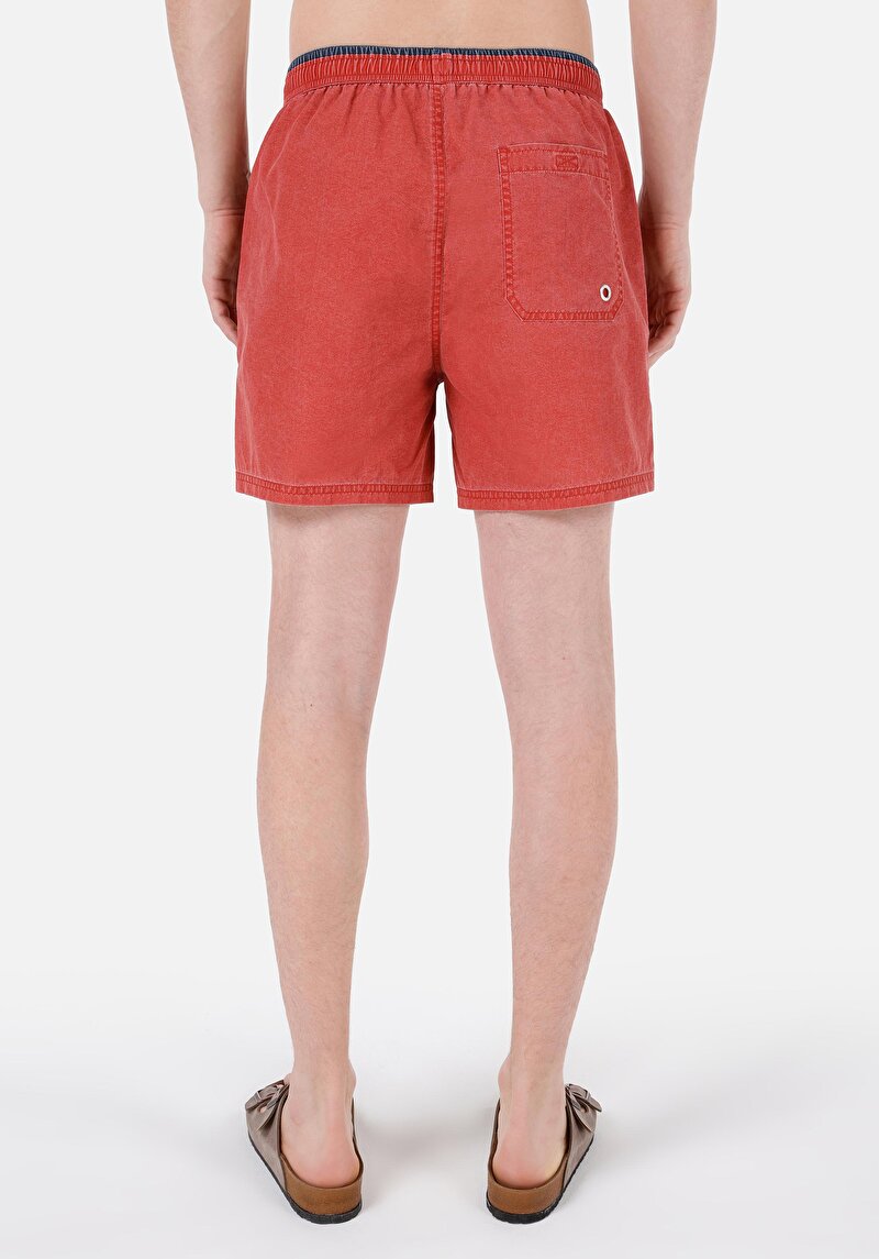 Slim Fit Erkek Kirmizi Deniz Şortu