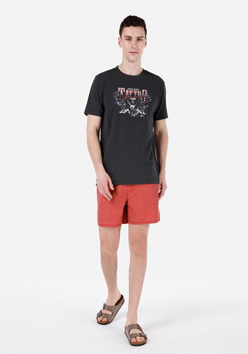 Slim Fit Erkek Kirmizi Deniz Şortu