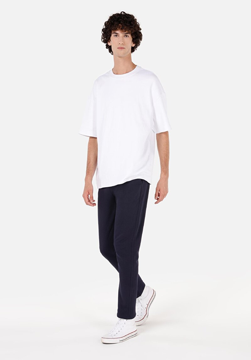 Slim Fit Orta Bel Düz Erkek Lacivert Eşofman Altı